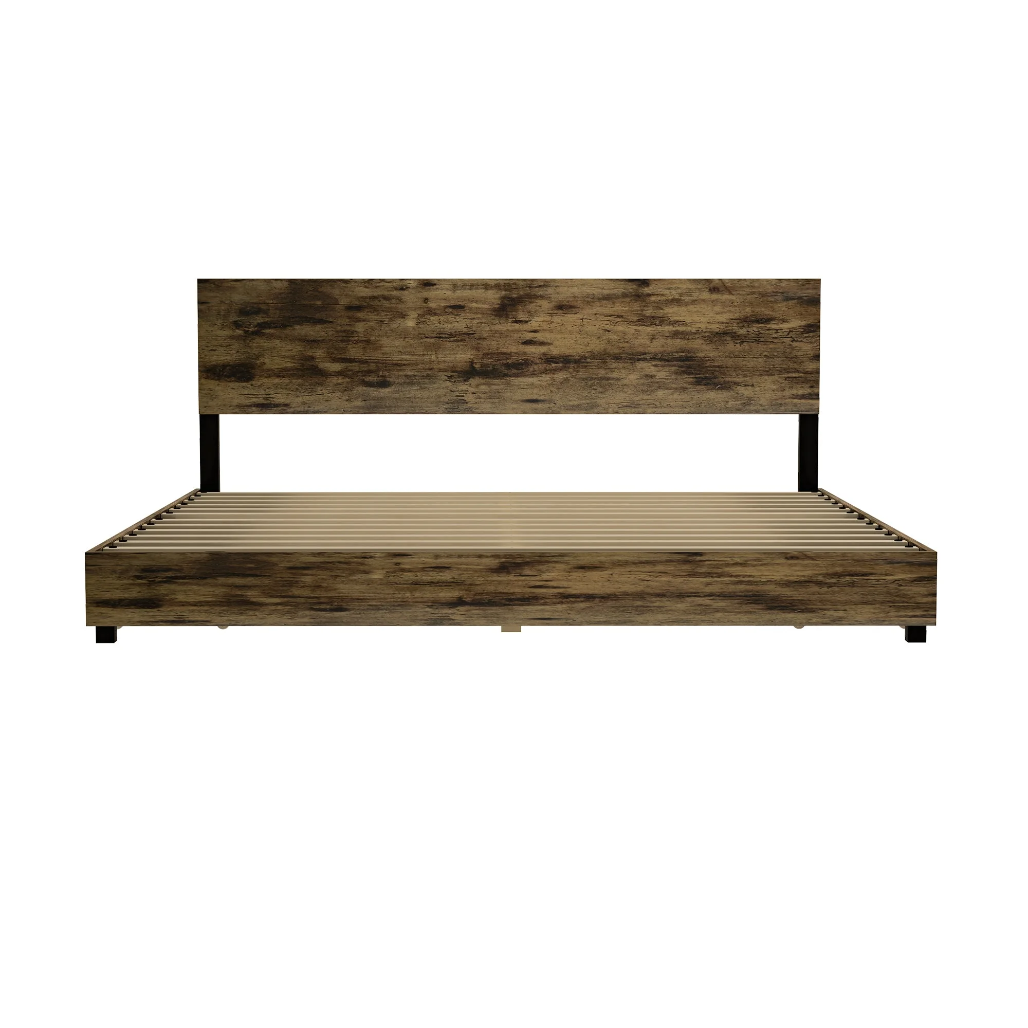 Elon King Size Bed Frame - Rustic Brown