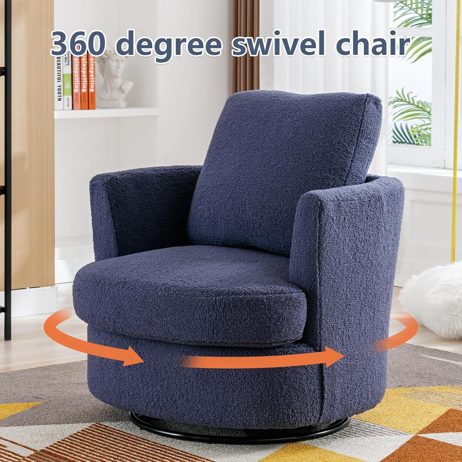 Swivel Barrel Chair Set of 2,31.9" W Modern Round Accent Arm Chairs Upholstered Comfy 360 Degree Swivel Single Circle Club Sofa Chair for Nursery Living Room Bedroom, Light Gray - Curated Treasures Market