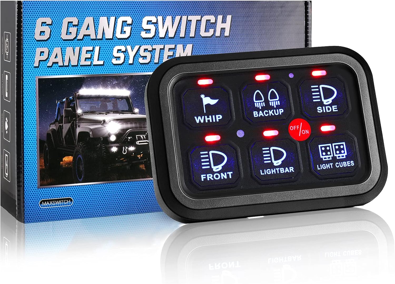 6 Gang Switch Panel, Partol LED On-Off Switch Panels Electronic Relay System Circuit Control Box Switch Pod Touch Switch Box Universal for Car Truck ATV UTV Boat Caravan - Green
