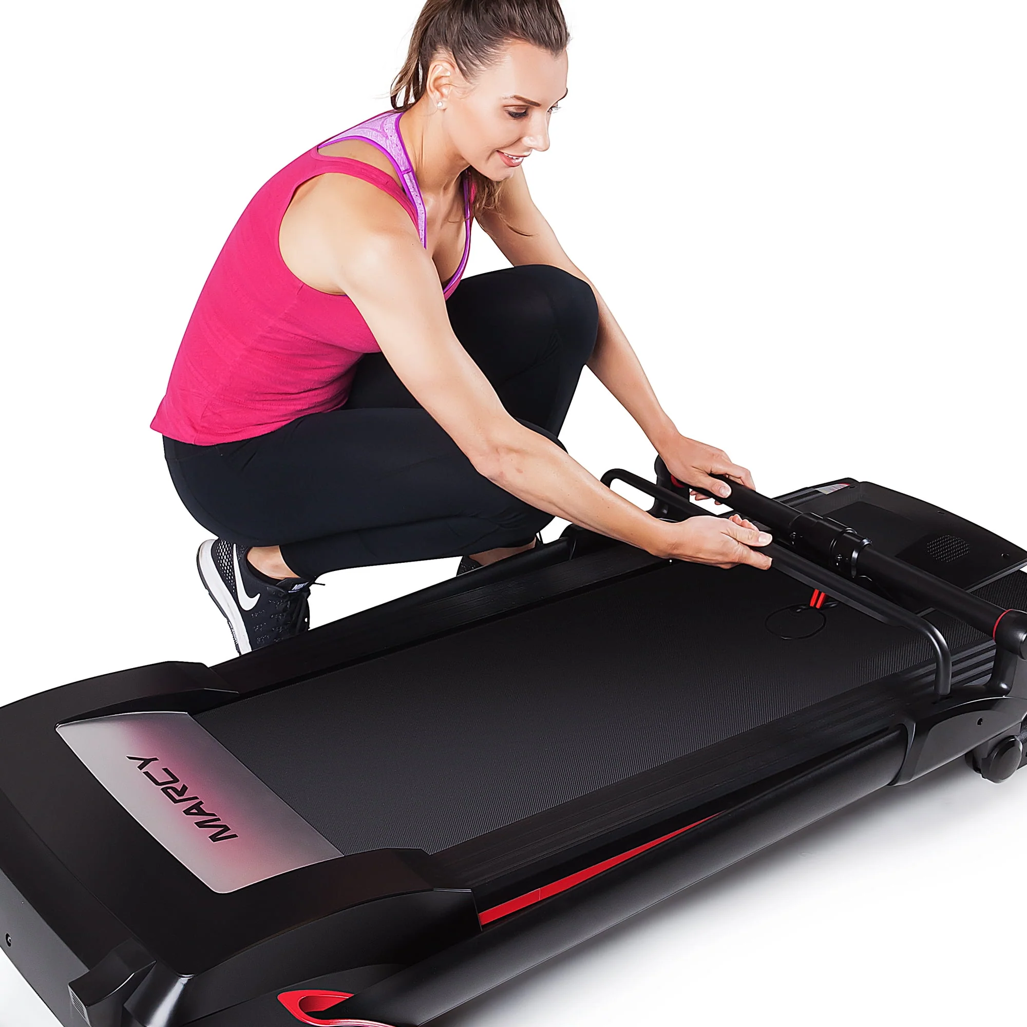 Marcy Folding Electric Treadmill With LCD Display and Adjustable Handles JX-651BW