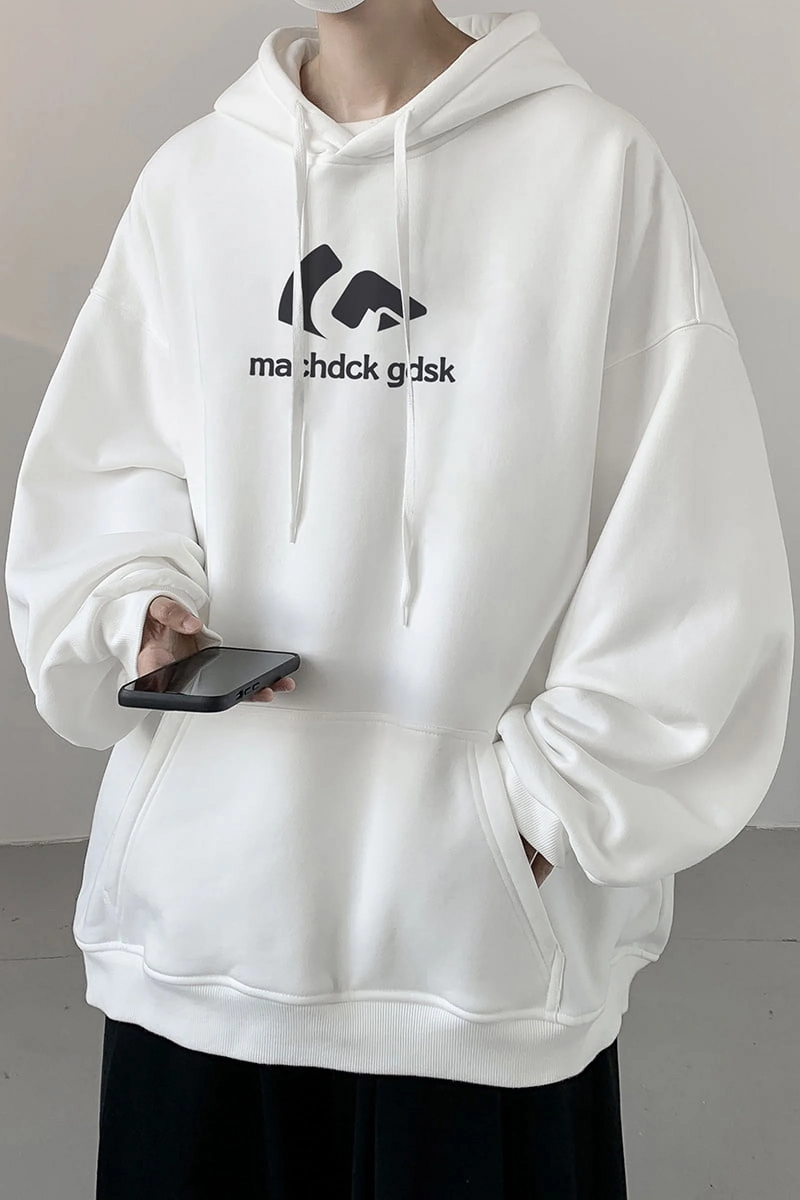 Spring And Autumn Hip Hop Hooded Sweatshirt Men'S Trendy Loose Casual Jacket Black Xl