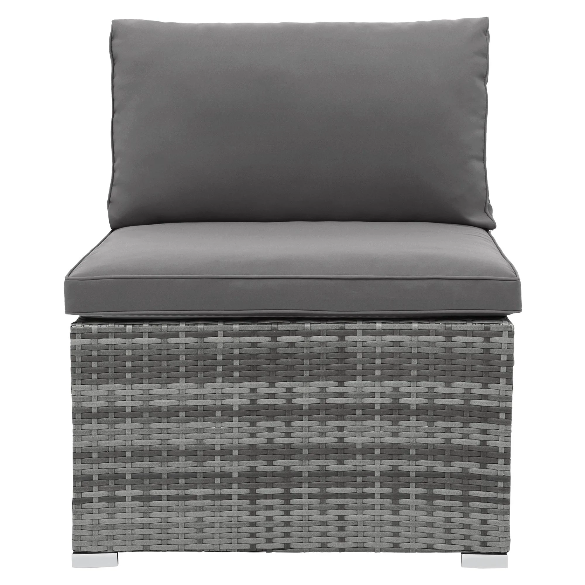 Seizeen 5 Pieces Patio Outdoor Daybed, Rattan Sectional Conversation Sofa Set with Retractable Canopy, Patio Sectional Bed with Side Table, Outdoor Sunbed with Cushions and Pillows