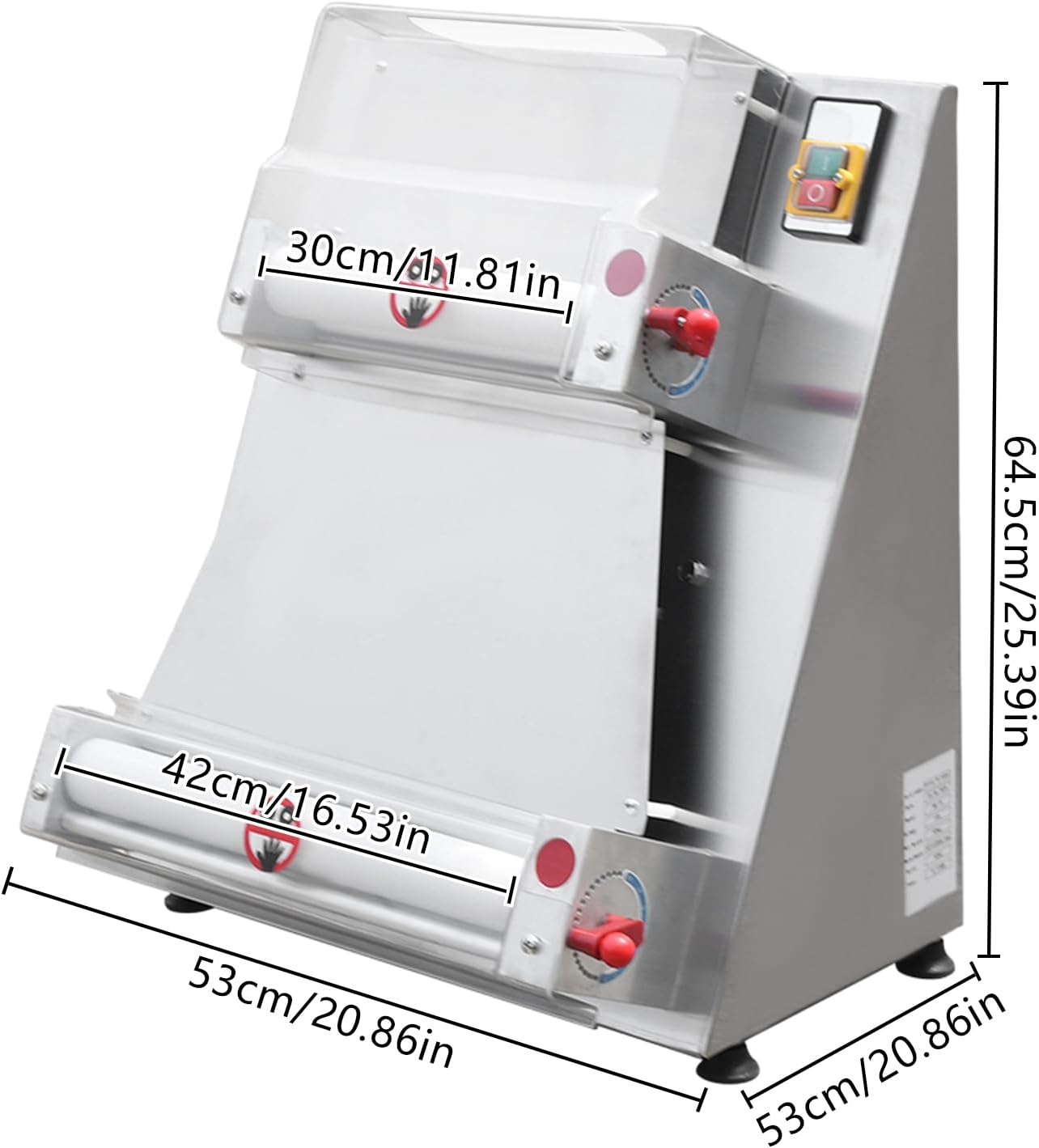 Commercial Dough Roller Sheeter, Automatic 370W Electric Pizza Dough Roller, Stainless Steel Adjustable Thickness Dough Machine, 5s Fast Production, for Pasta Maker Equipment