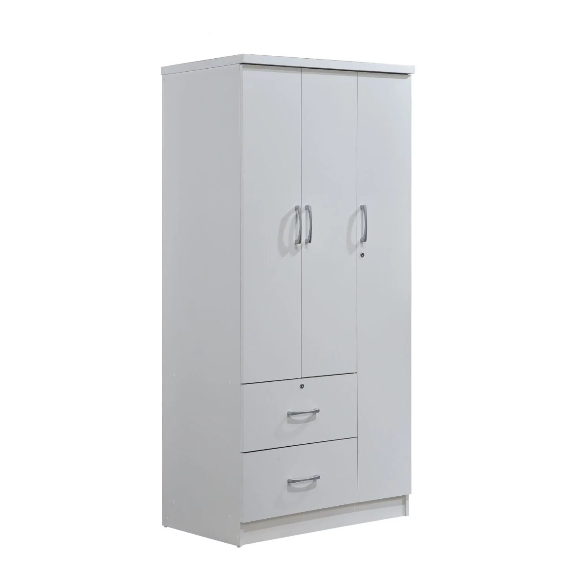 Contemporary Home Living 72" White 2 Drawers and 3 Shelves with 3 Doors Armoire