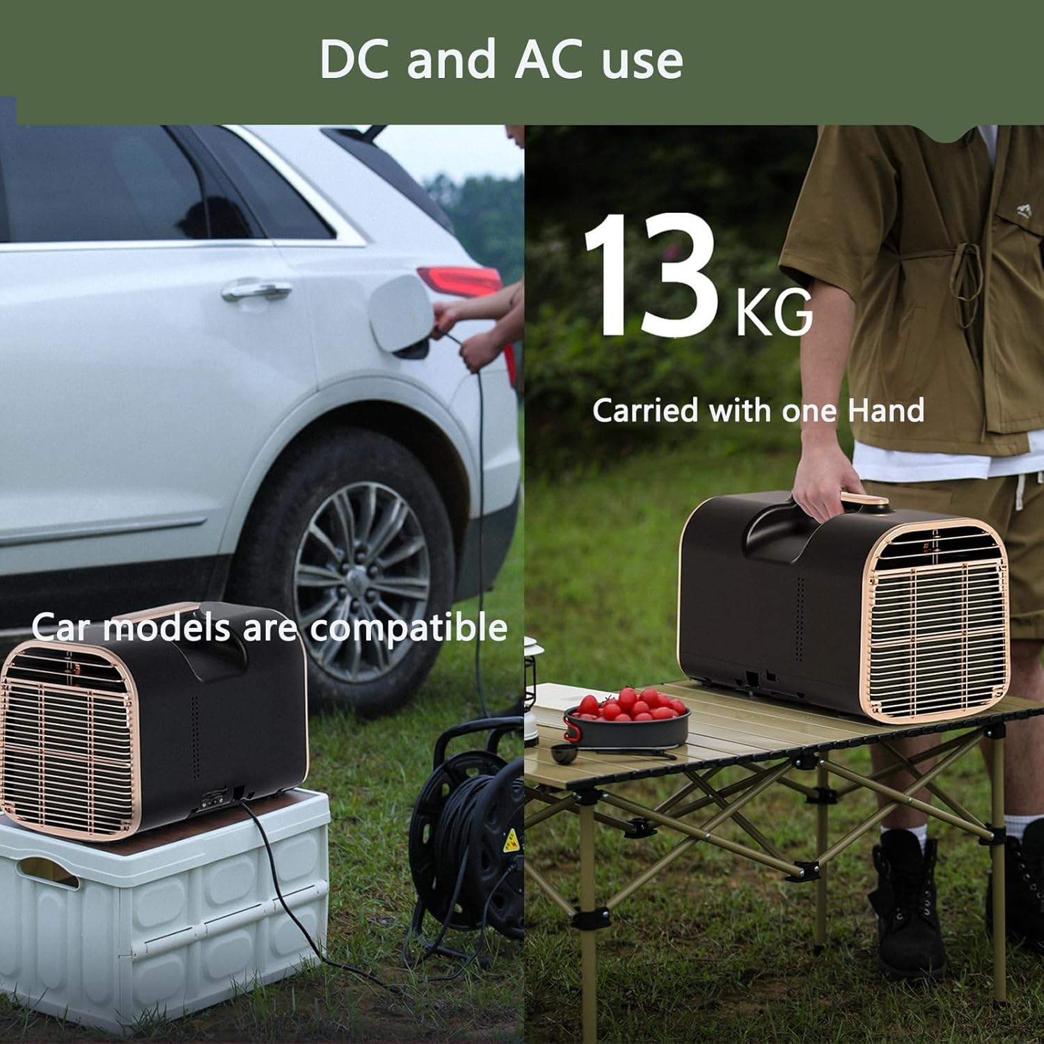 Portable Air Conditioners,4777BTU Fast Cooling Outdoor Air Conditioner, DC or AC, Dehumidification, 3 Wind Speeds,600W Low Power Consumption Camping Tent, RV, Car, Truck, Van and Fishing