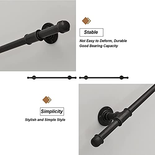 Stairs Handrail Banister for Walls,Modern Stair Railing Brackets Black Metal Wrought Iron Wall Support 1m 1.5m 2m 2.5m 3m for Disabled Elderly Indoor and Outdoor