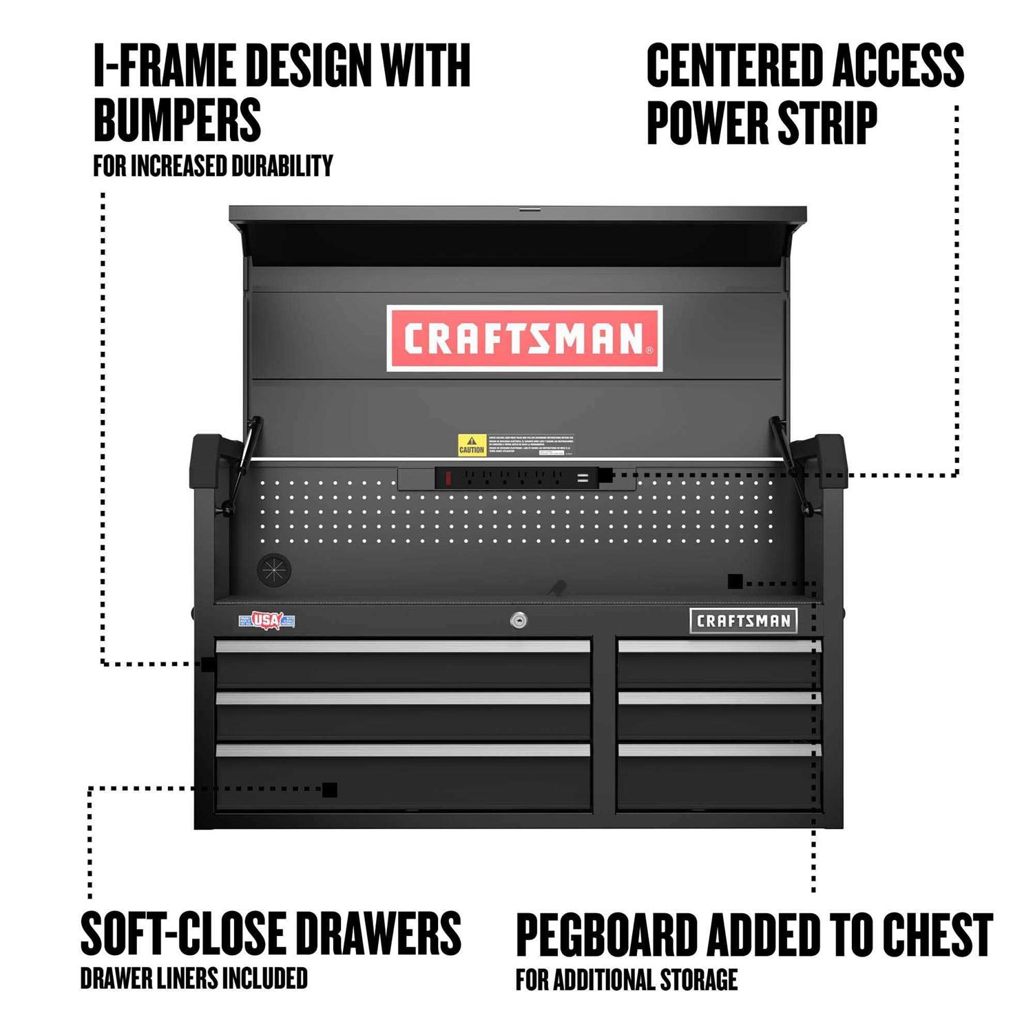 Craftsman S2000 41 in. 6 drawer Steel Tool Chest 28 in. H x 18.75 in. D CMST98269BK - Shop Hardware Tools Online Store