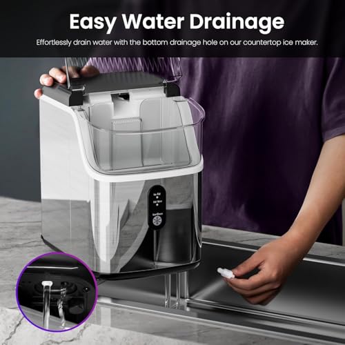 Nugget Ice Makers Countertop, 35Lbs/24H Portable Ice Maker Machine with Chewable Ice, Crushed Ice Makers Countertop with Self-Cleaning Function/Ice Scoop/Ice Basket for Home & Kitchen & Office(Black)