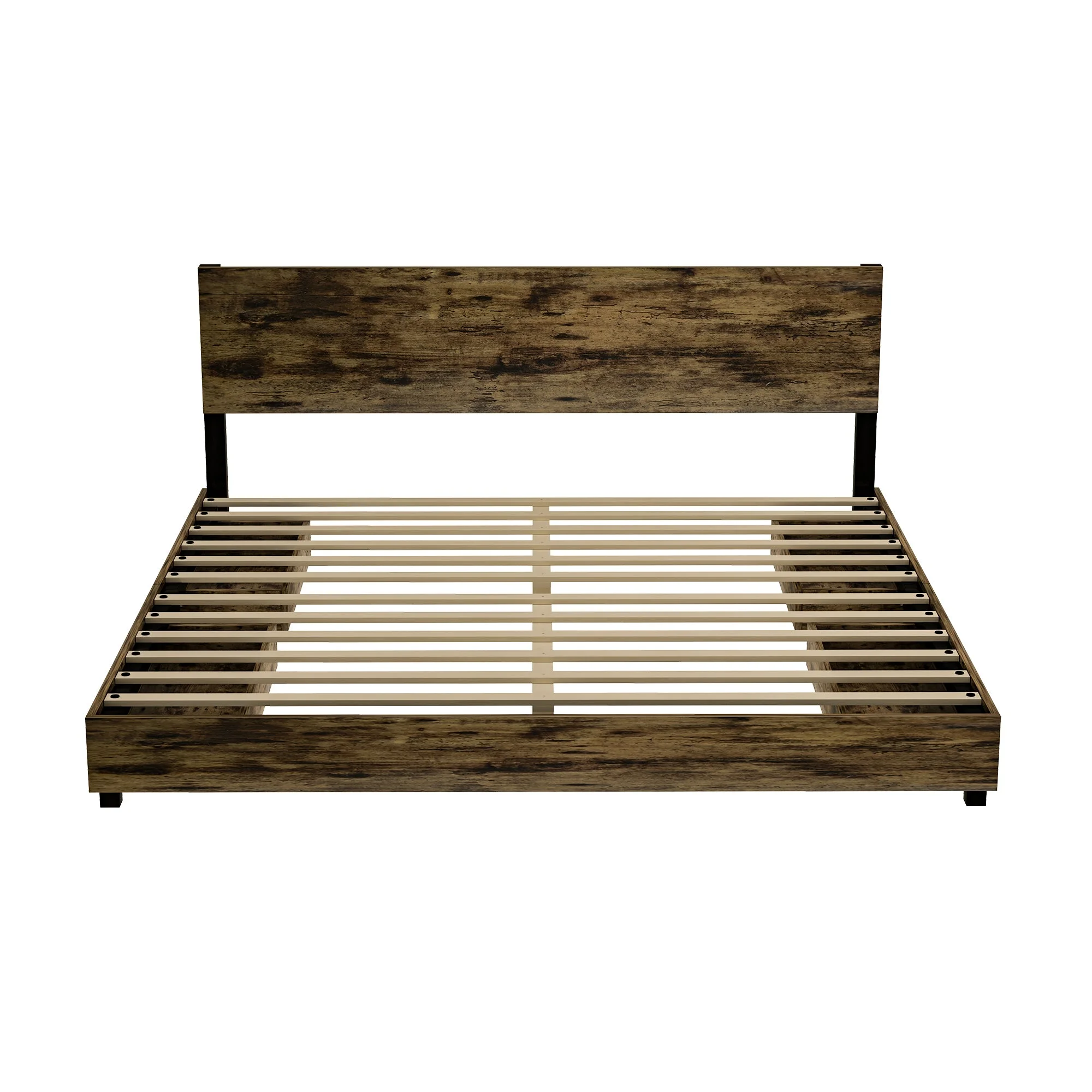 Elon King Size Bed Frame - Rustic Brown