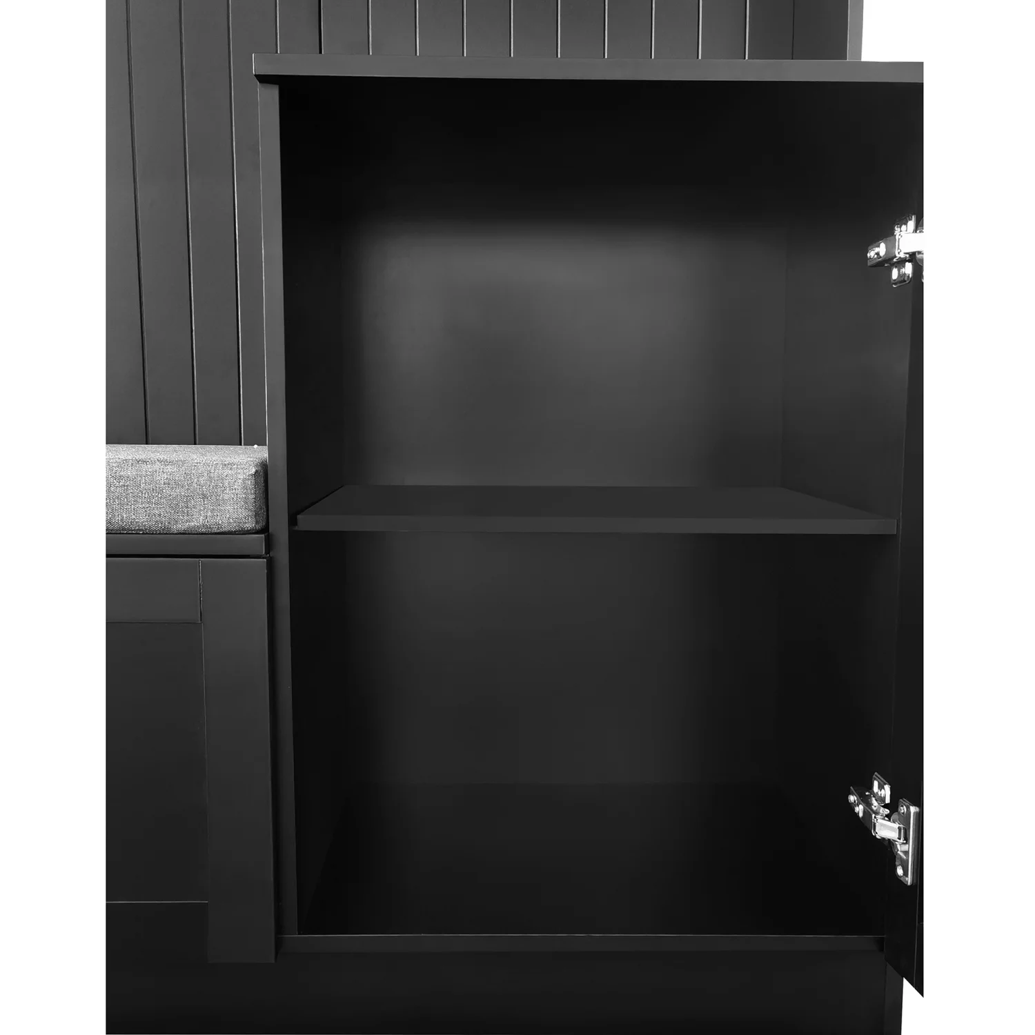 Churanty 4-in-1 Hall Tree with Bench and Shoe Storage, Coat Rack with Cushion Mudroom Bench and Hooks, Modern Hall Trees for Hallway, Black