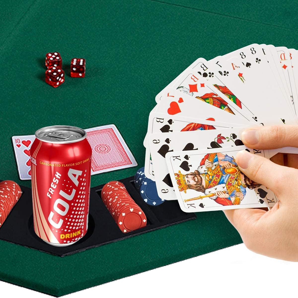 ReunionG 48 Folding Poker Table Top 4 Fold Octagon 8 Poker Table Top with Carrying Case