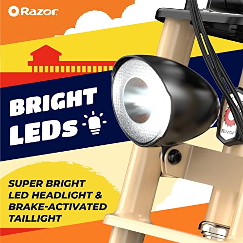 Razor Rambler 16 – 36V Electric Minibike with Retro Style, Up to 15.5 MPH, Up to 11.5 Miles Range & Retrospec Dakota Bicycle/Skateboard Helmet for Adults - Commuter, Bike, Skate, Scooter