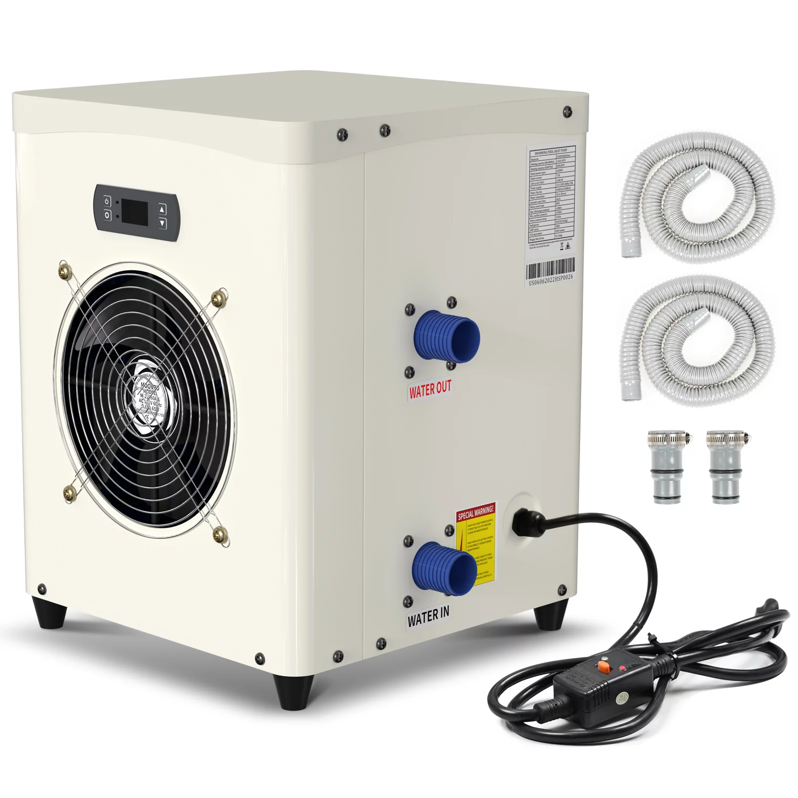 Slsy 14331 BTU Mini Swimming Pool Heat Pump for Above-Ground Pools, Electric Pool Heater with Titanium Heat Exchanger, 110V 60Hz