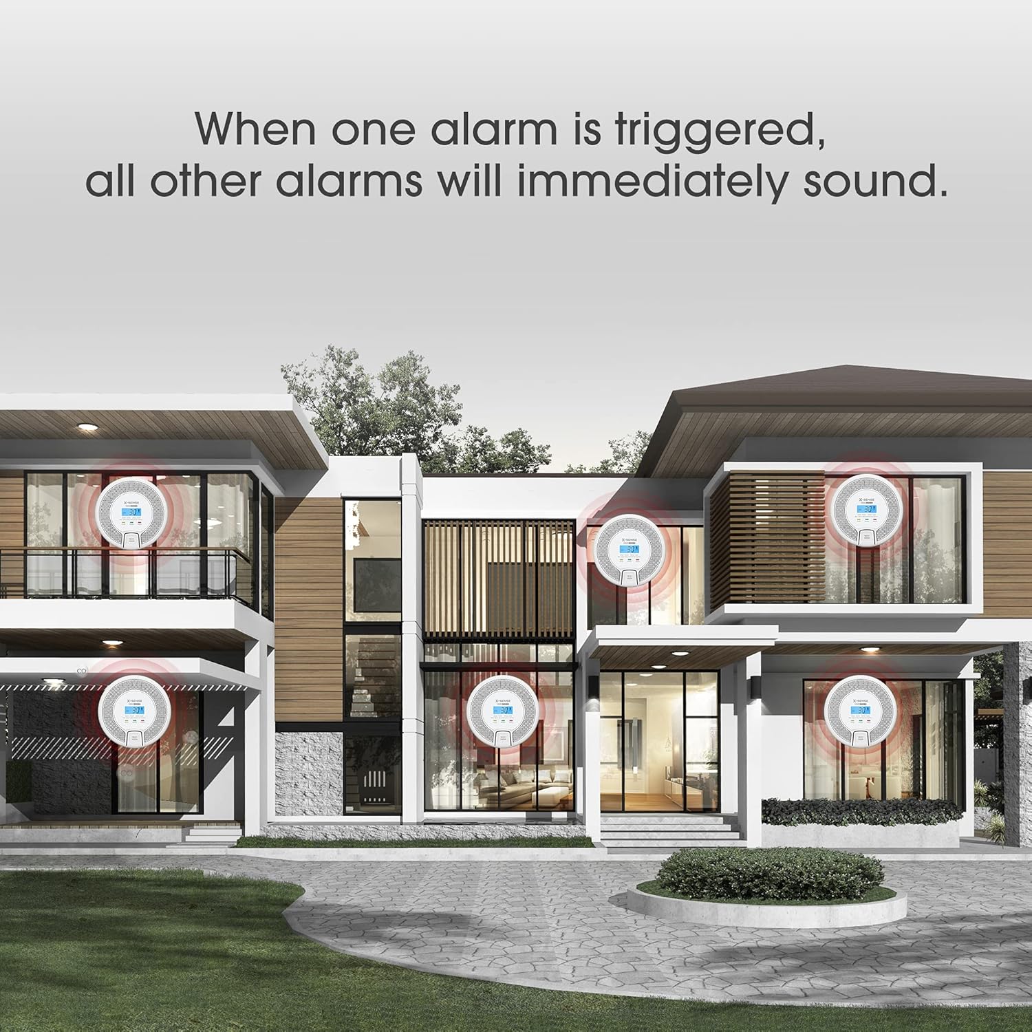 X-Sense Wireless Interconnected Carbon Monoxide Detector, Replaceable Battery-Powered CO Alarm with Digital Display, Auto-Check, CO03D-W, Pack of 2