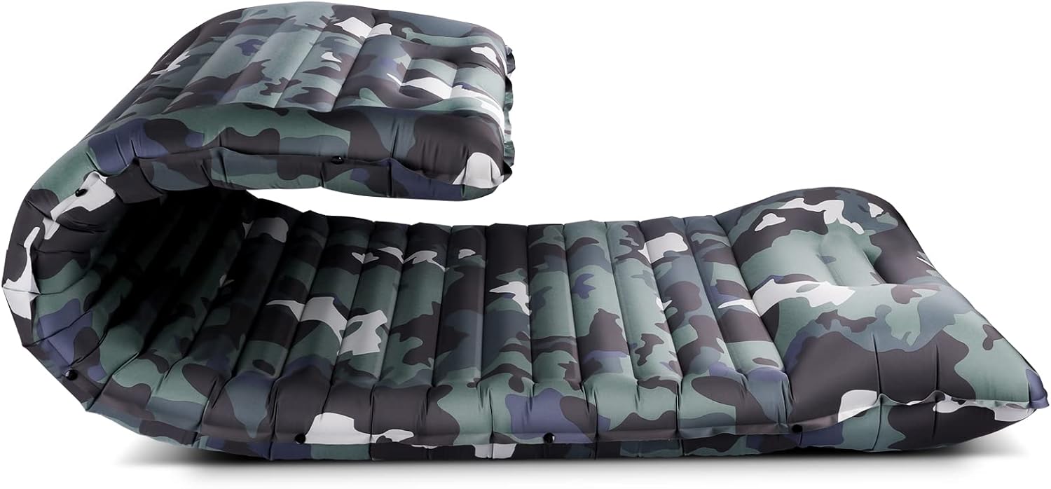 Inflatable Sleeping Pad for Camping, Extra Thickness 3.9 Inch Self Inflating Sleeping Pad with Pillow, Lightweight, Comfortable, and Portable Sleeping Mat for Backpacking, Hiking, and Traveling Green