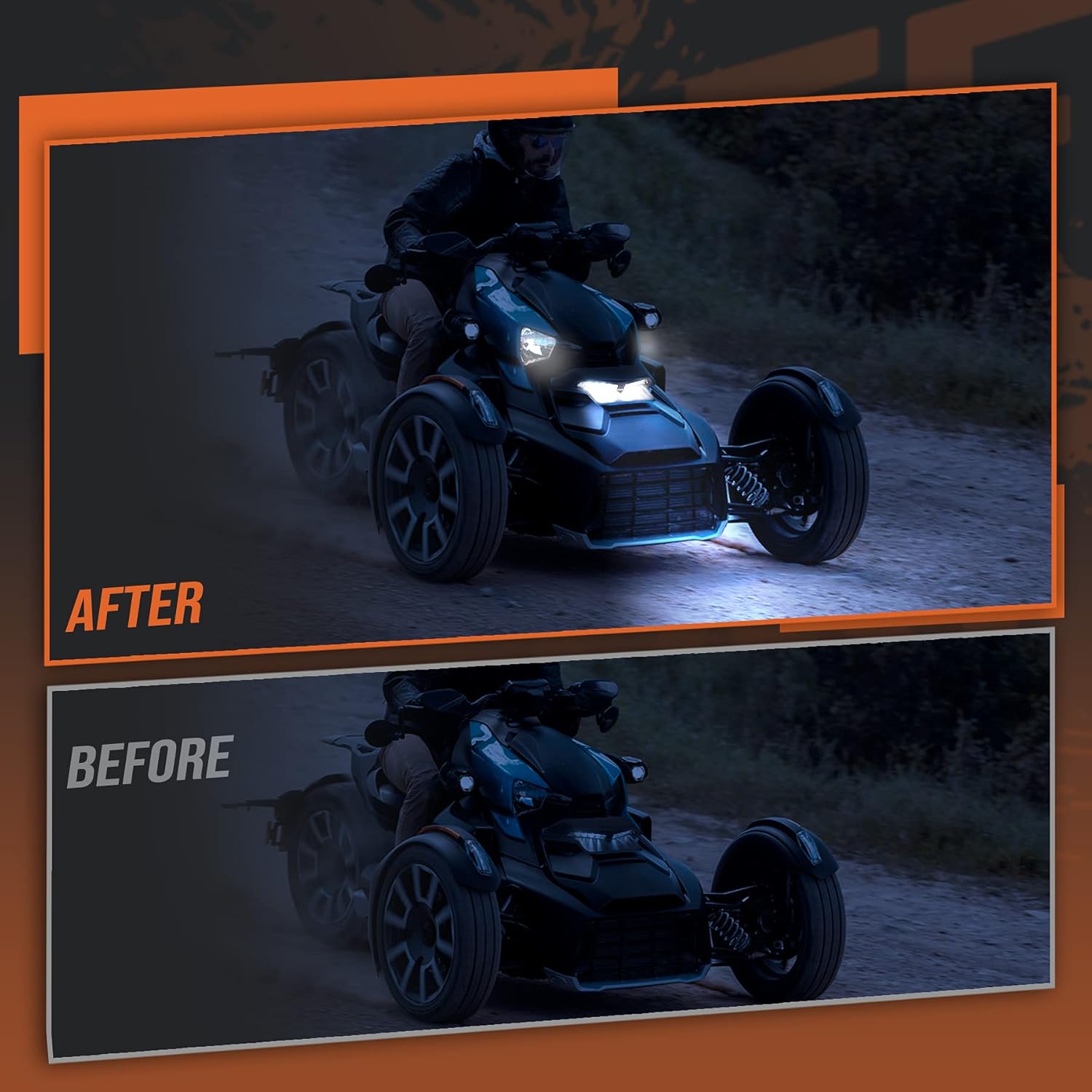 Kemimoto Ryker LED Auxiliary Light Kit Compatible with Can Am Ryker All Models Black Hood Panel with Daytime Running Light Replace 21900848