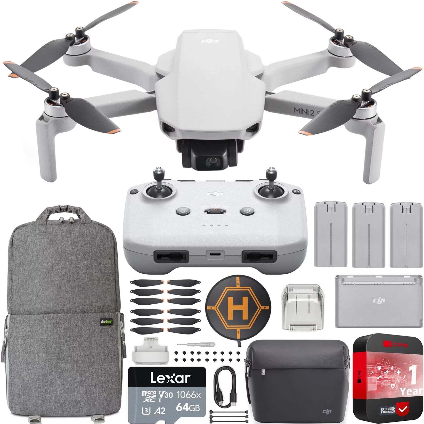 DJI Mini 2 SE Camera Drone Quadcopter Fly More Combo with RC-N1 Remote Controller CP.MA.00000306.01 with 2.7K Video Extended Protection Bundle with Deco Gear Backpack + Landing Pad & Accessories Kit - Curated Treasures Market