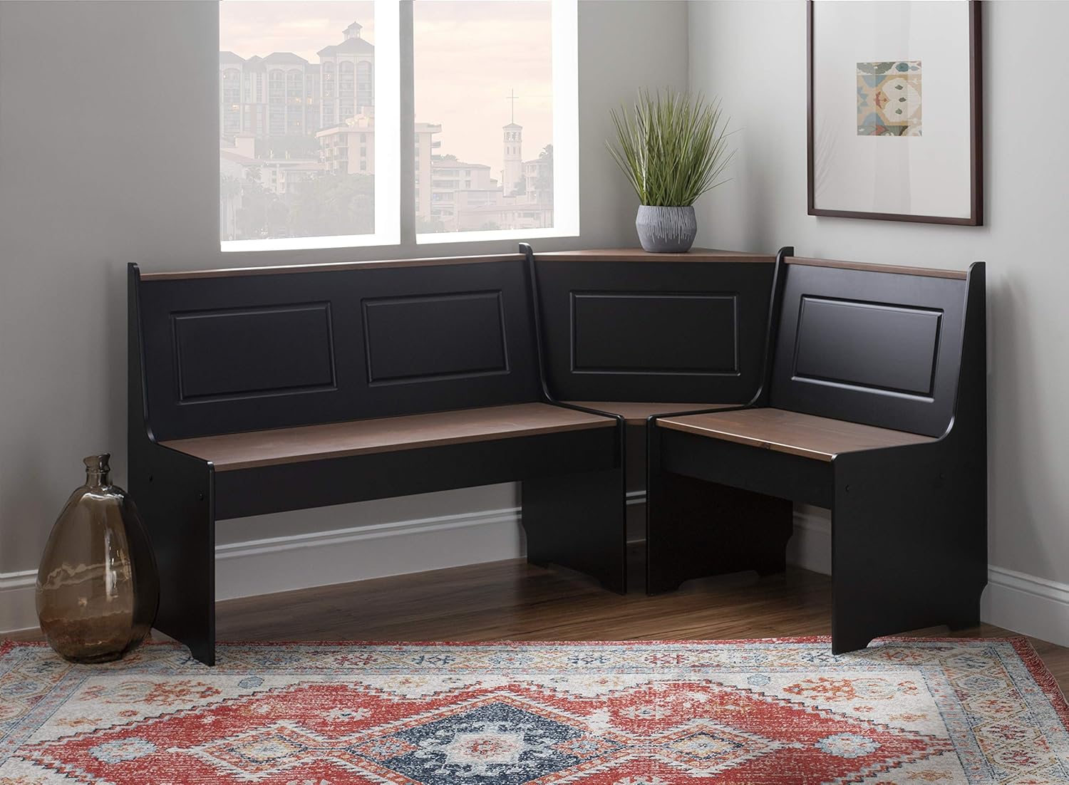 Linon Black and Pecan Breakfast Dining Set Ardmore Nook