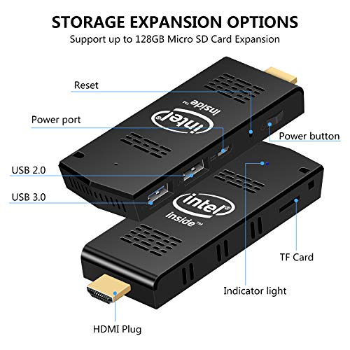 PC Stick Mini Computer Stick with Intel Atom Z8350 & Windows 10 Pro 4GB RAM 64GB ROM Support 4K HD,Dual Band WiFi 2.4G/5G, Bluetooh 4.2,Support Auto-On After Power Failure