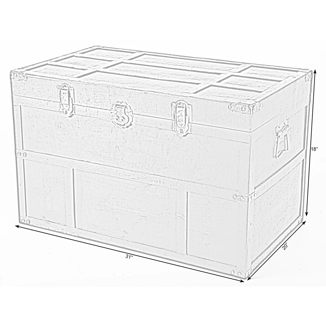 Antique Style Large Dark Wooden Storage Trunk with Lockable Latch