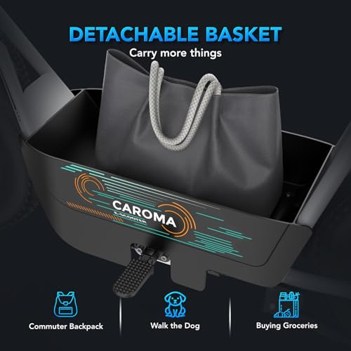 Caroma Peak 800W/1200W Electric Scooter with Seat, 16" All Terrain Fat Tire Electric Dirt Bike, Max 25/30Miles Ranges, Top Speed 20Mph, Electric Motorcycle Bicycle with Basket for Pets & Cargo