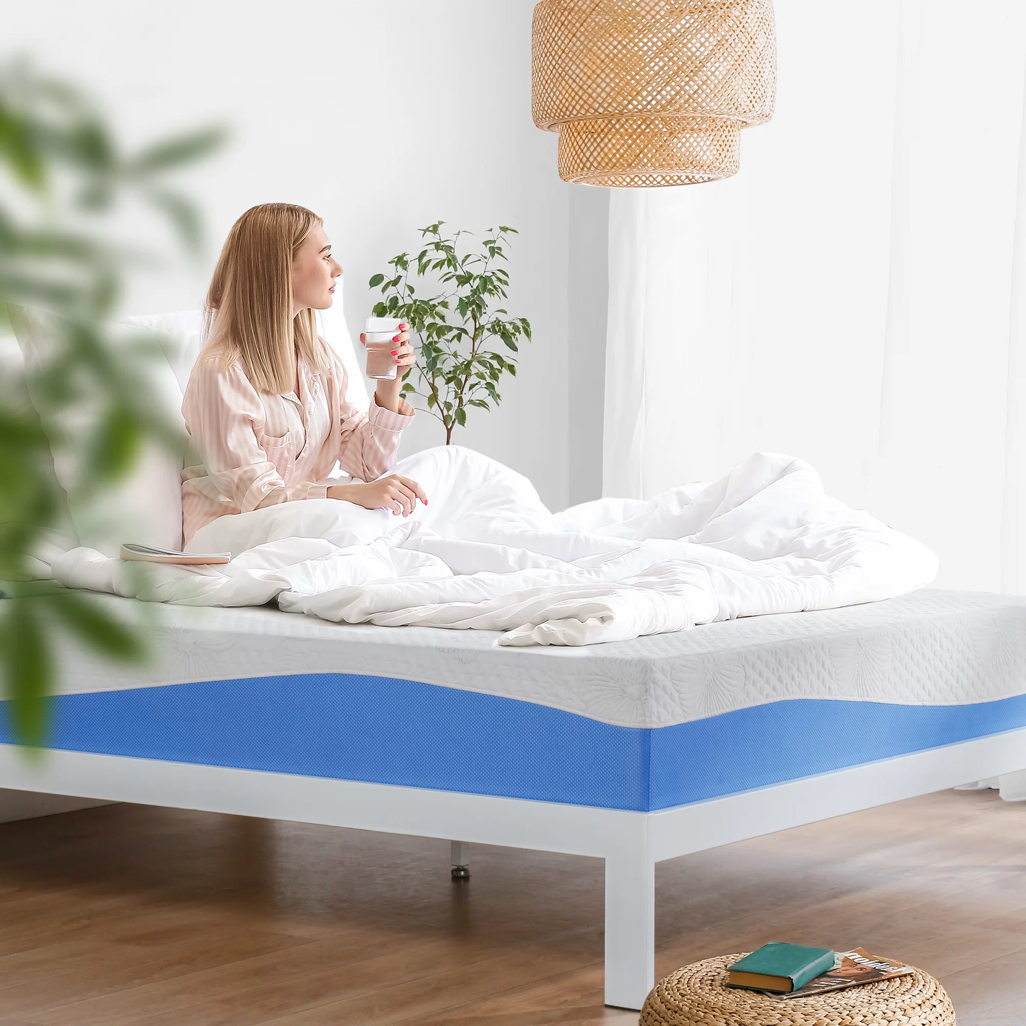GrandRest 10'' Adult DreamGel, 10 Inch Gel Memory Foam Mattress, Medium Firm, Twin Size, Blue / White Color