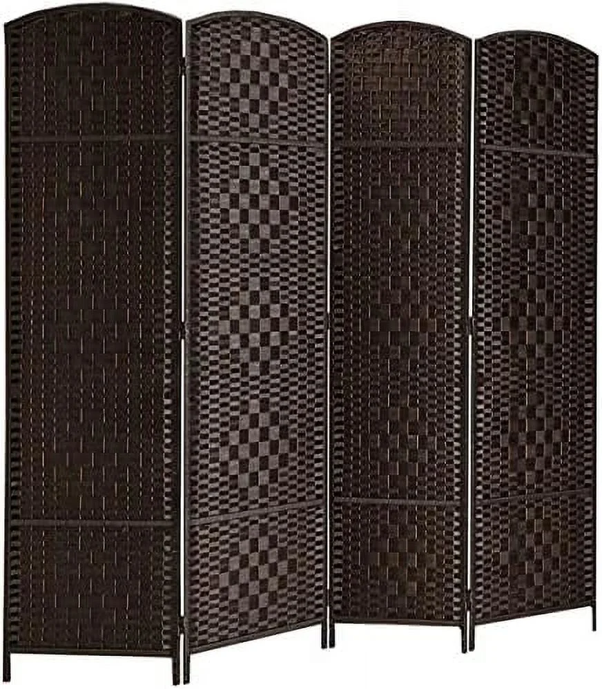 JDZHAPPYLIFE RHF 6 ft. Tall 16" Wide- Weave Fiber Room Divider Double Hinged 6 Panel Room Divider/Screen  Room Dividers and Folding Privacy Screens 6 Panel  Freestanding Room Dividers - Curated Treasures Market