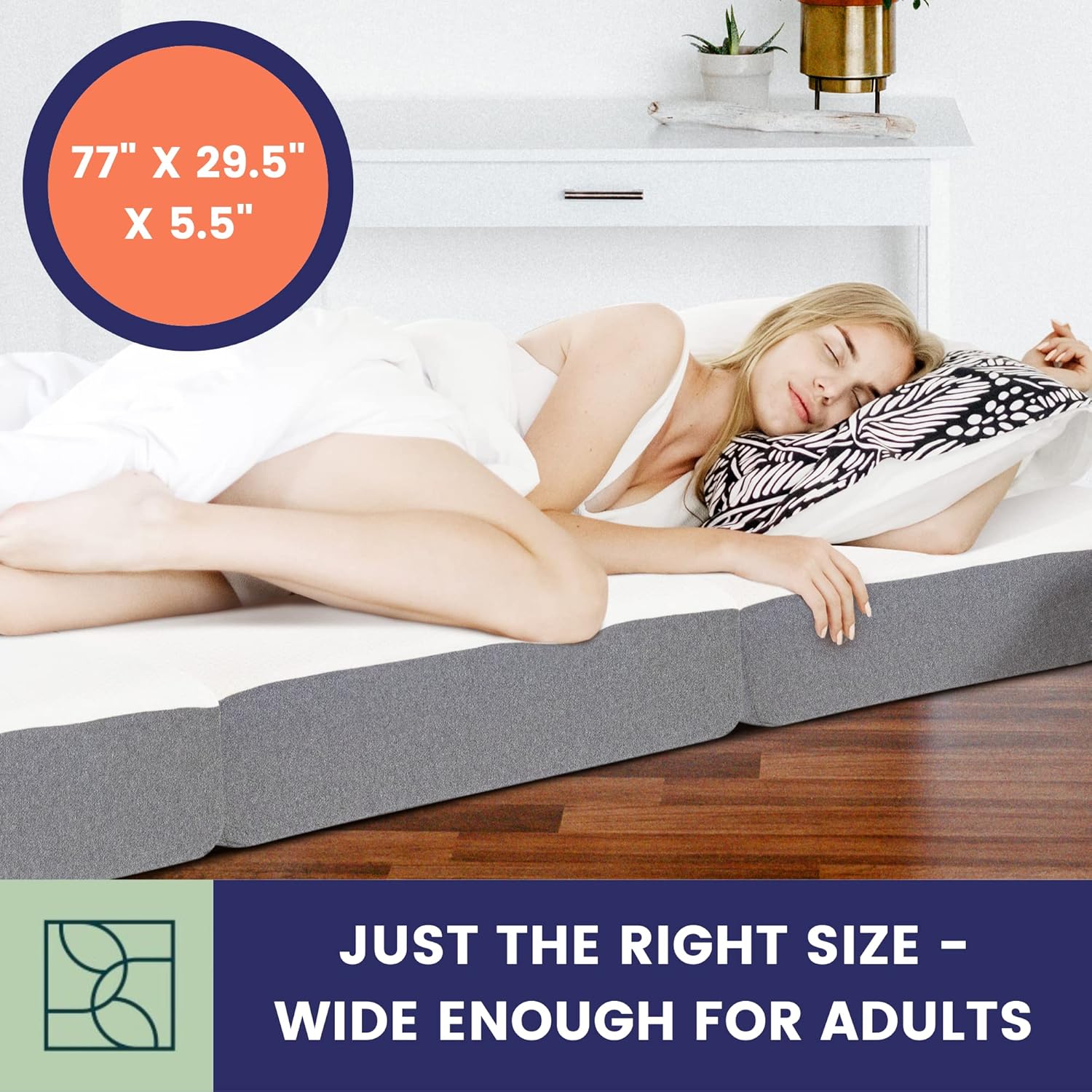 Trifold Mattress - Folding Mattress w/Carry Bag - 5.5 Inch Trifold Memory Foam Mattress, Soft Oeko-TEX Cover - Perfect Portable Guest Bed, Travel Mattress - Single Fold Up Mattress by DYNMC YOU