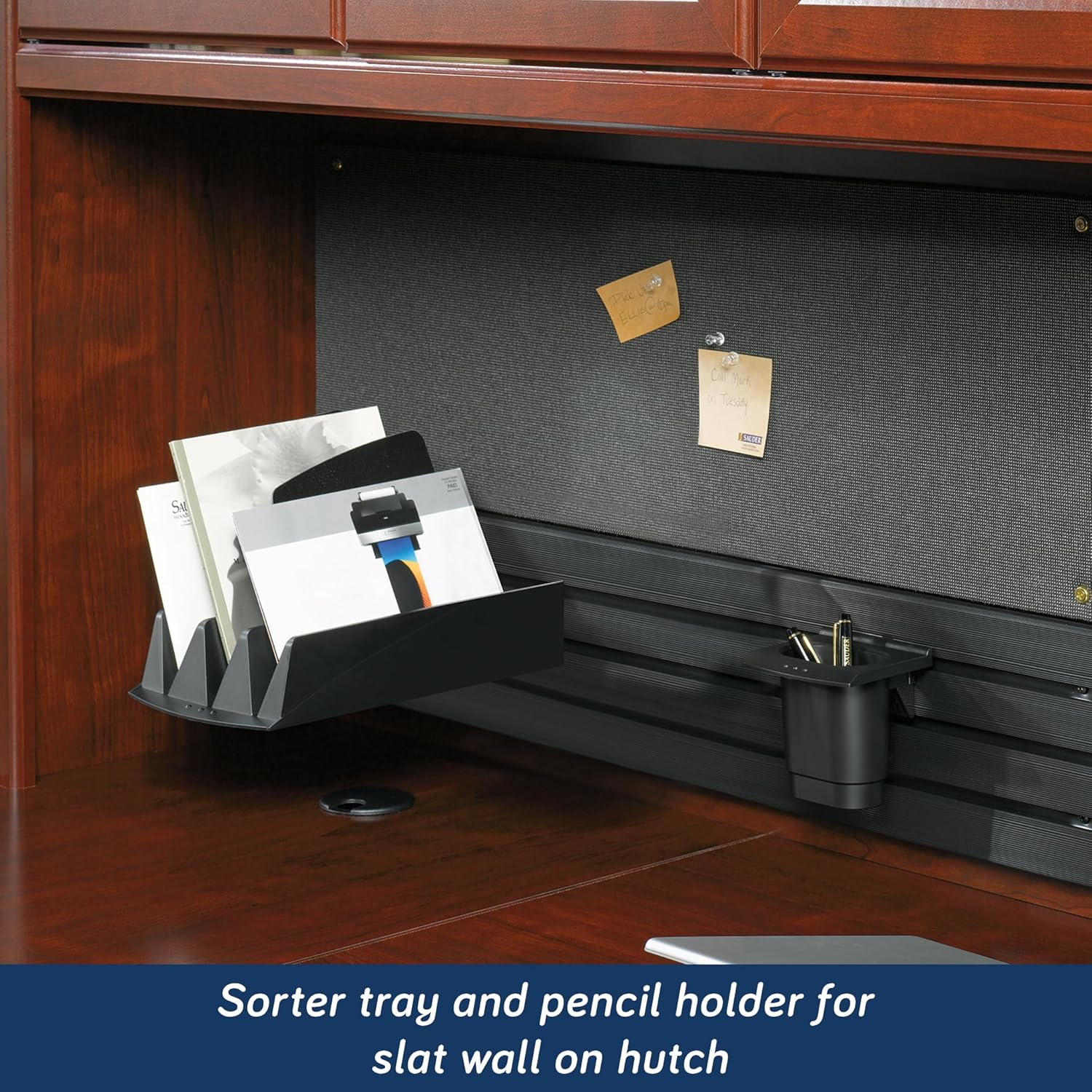 Sauder Heritage Hill L-Shaped Desk with Office Hutch, L: 70.50" x W: 23.50" x H: 71.19", Classic Cherry