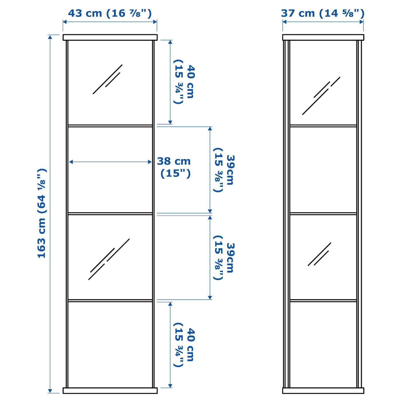 IKEA - Detolf Glass-Door Cabinet, White, 16 3/4x64 1/8