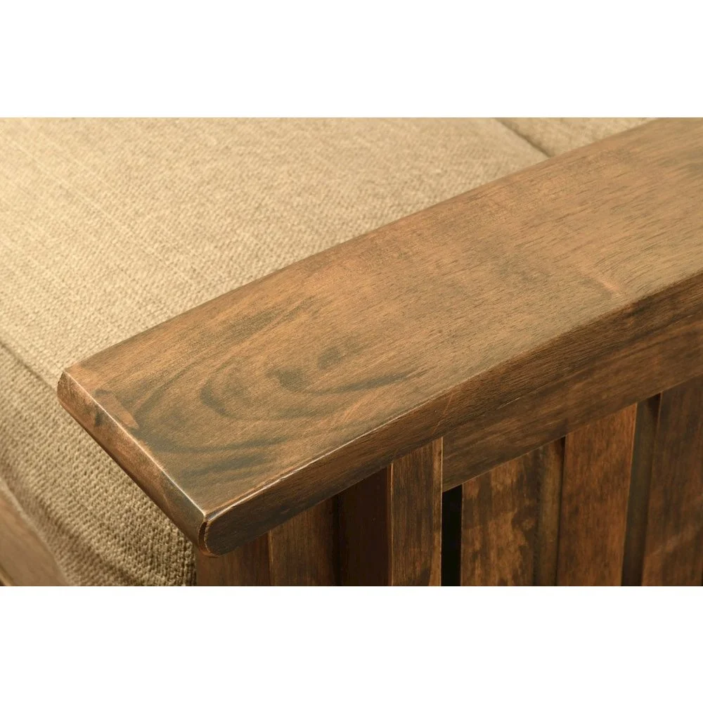 Kodiak  Washington Rustic Walnut Futon Frame with Suede Peat Mattress & Storage Drawers - Full Size
