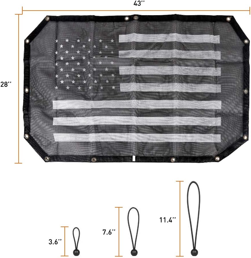 Savadicar Mesh Shade Top Sunshade Cover for 2007-2018 Jeep Wrangler JK JKU 2/4-Door, Provide UV Protection, Durable Polyester, Black