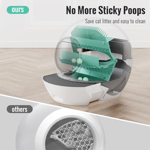 Self Cleaning Litter Box, Upgraded Automatic Cat Litter Box Self Cleaning for Multi Cats, 60L Smart Litter Box with Mat Safety Protection/Odor Removal 1-Year Machine KungFuPet W-arranty