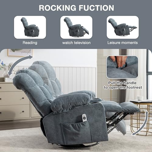 Recliner Chair Electric Recliner Chairs Home Theater Seating with Lumbar Support Glider Recliner Nursery Chair with Cup Holders Fabric Massage Chair Recliner with Heat (Brown)