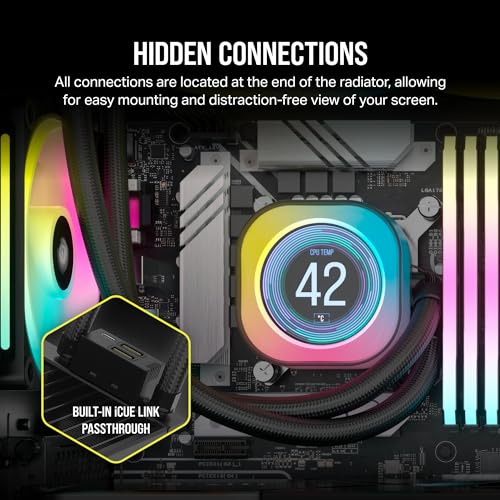 CORSAIR iCUE Link H150i LCD Liquid CPU Cooler - 360mm AIO - QX120 RGB Fans - 2.1” IPS LCD Screen - Fits Intel LGA 1700, AMD AM5 - iCUE Link System Hub Included - White