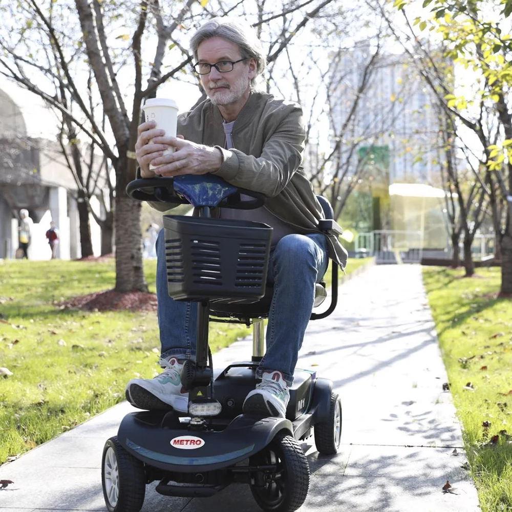 Compact Mobility Scooters for Senior, SEGMART Heavy Duty Electric Scooters with 300W Motor, Motorized Scooter with Detachable Basket, Outdoor Scooter With Anti-Tip wheel, Red, SS130