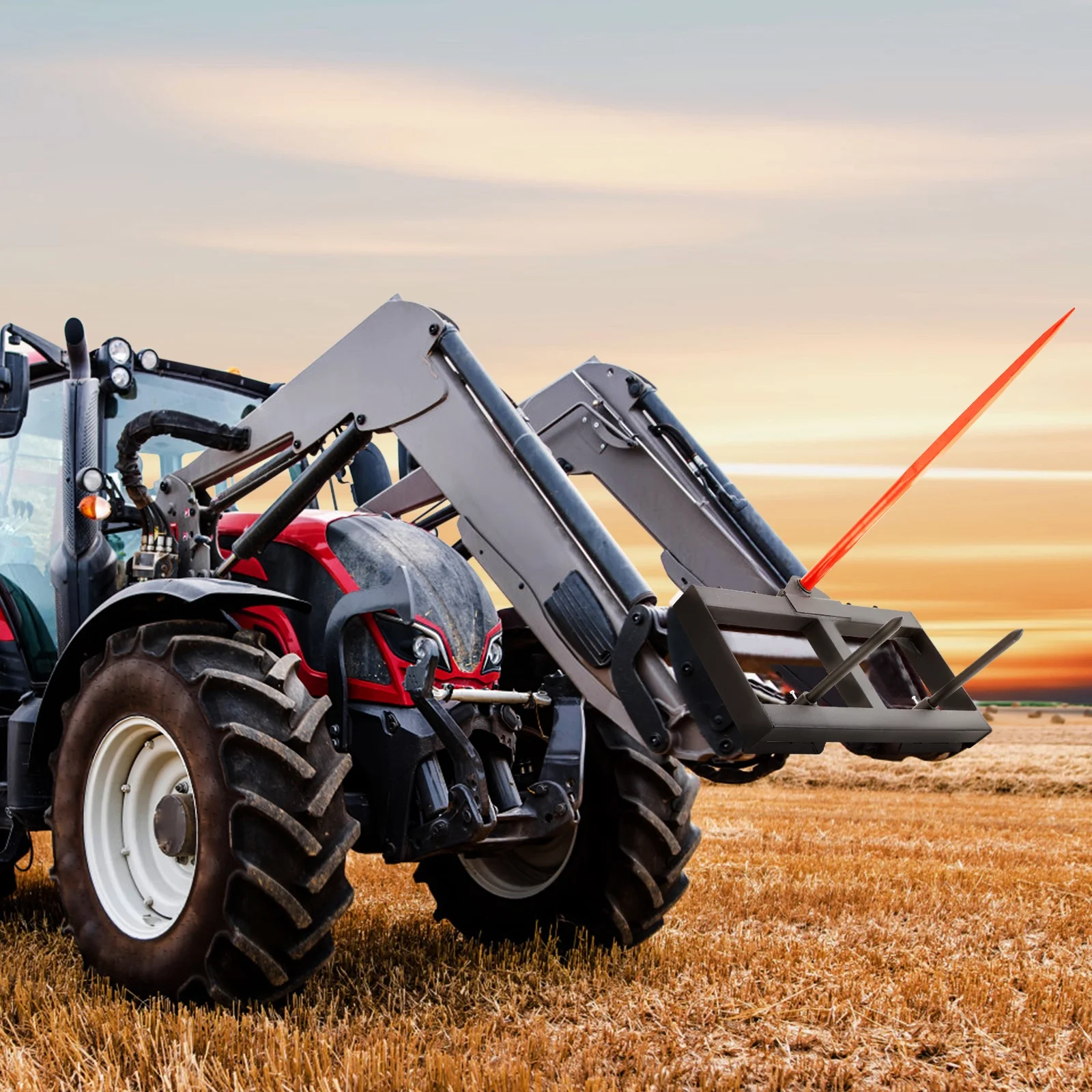 SKYSHALO 49" Hay Spear Bale Spears Skid Steer Loader Tractor Attachment 1600lbs - Curated Treasures Market