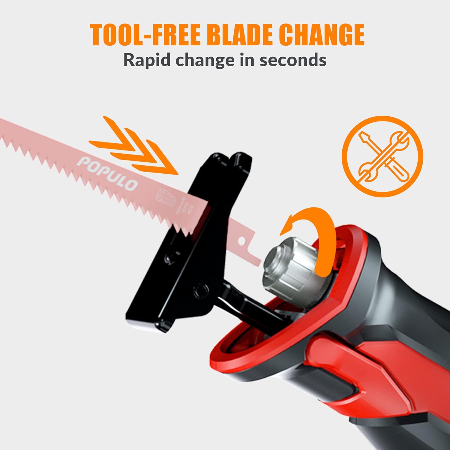 POPULO Cordless Reciprocating Saw, 20V MAX 2.0Ah Battery Power Saw, Electric Saws All Saw for Wood, Trees, or Metal Cutting, Cordless Sawzall with Battery and Charger Pack of 2