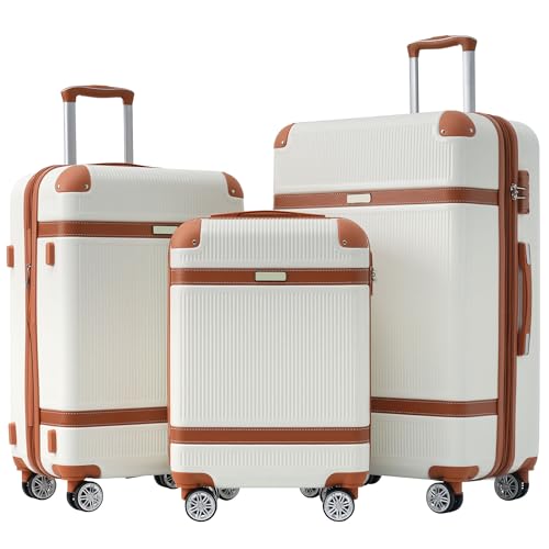 Merax 3 Piece Luggage Set, ABS Hardshell Suitcase with Spinner Wheels and TSA Lock, Lightweight Expandable Suitcase Set, 20”+24”+28”, Green