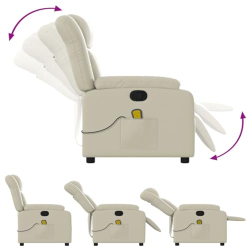 Massage Recliner Chair Cream Faux Leather,UltraComfortable Massage Recliner Chair with Adjustable Positions and, Massage Living Room Furniture