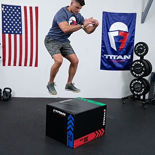 Titan Fitness Heavy Foam Plyometric Box, Pro-Duty HIIT Exercise Foam Plyo Box, Step-Up, Box Squat, Home Garage Gym Training, Youth Sizes and Regular Sizes