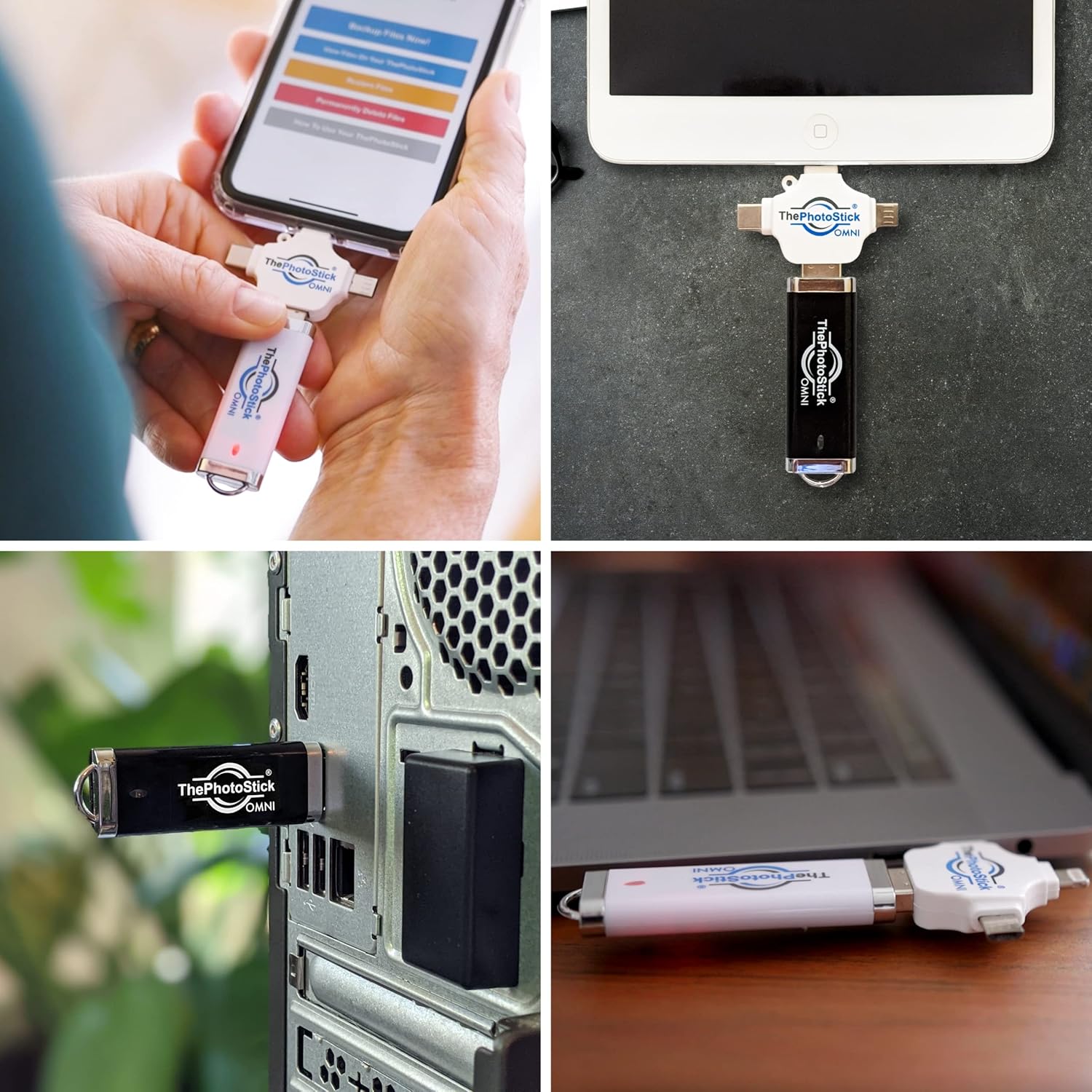 ThePhotoStick Omni 256GB - Easy, One Click Photo and Video Backup for All of Your Devices!