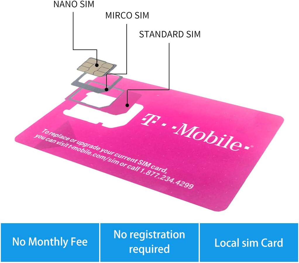T-Mobile USA Sim Card Unlimited Data -True Unlimited High Speed Data/Calls/Texts