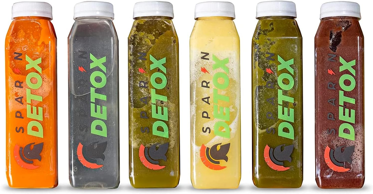 SPAR-N-DETOX 1-DAY Juice Cleanse | 6 Natural Fruit and Vegetable Juice Bottles | Best Juice to Cleanse Your System | Remove Bad Toxins | Healthy Weight Loss & Detox Program | No Sugar Added or Gluten Pack of 2