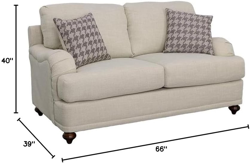 Pemberly Row Transitional Fabric Upholstered Cushion Back Loveseat Light Gray