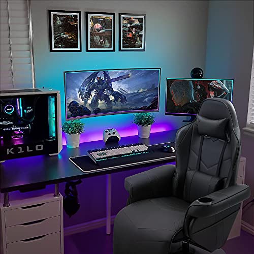 Homall Gaming Recliner Chair Racing Style PU Leather Gaming Chair Ergonomic Adjusted Reclining Office Desk Chair Home Theater Single Sofa Chair with Footrest Headrest and Lumbar Support (White)