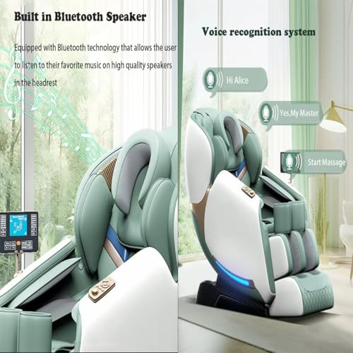 Massage Chair Full Body, Shiatsu Heated Electric 3D Zero Gravity Massage Chair 4D with LCD Controller,with Bluetooth Speaker,Green