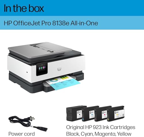 HP OfficeJet Pro 8139e Wireless All-in-One Color Inkjet Printer, Print, scan, Copy, fax, ADF, Duplex Printing Best-for-Home Office, 1 Year Instant Ink Trial Included