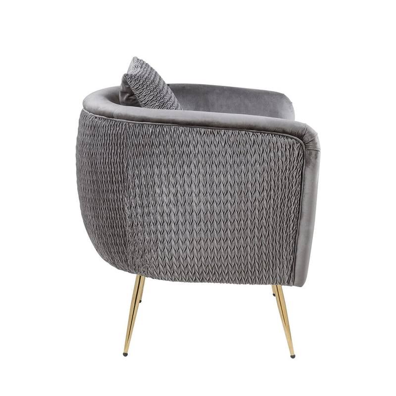 Lilola Home Natalie Blush Pink Velvet Barrel Accent Chair with Metal Legs