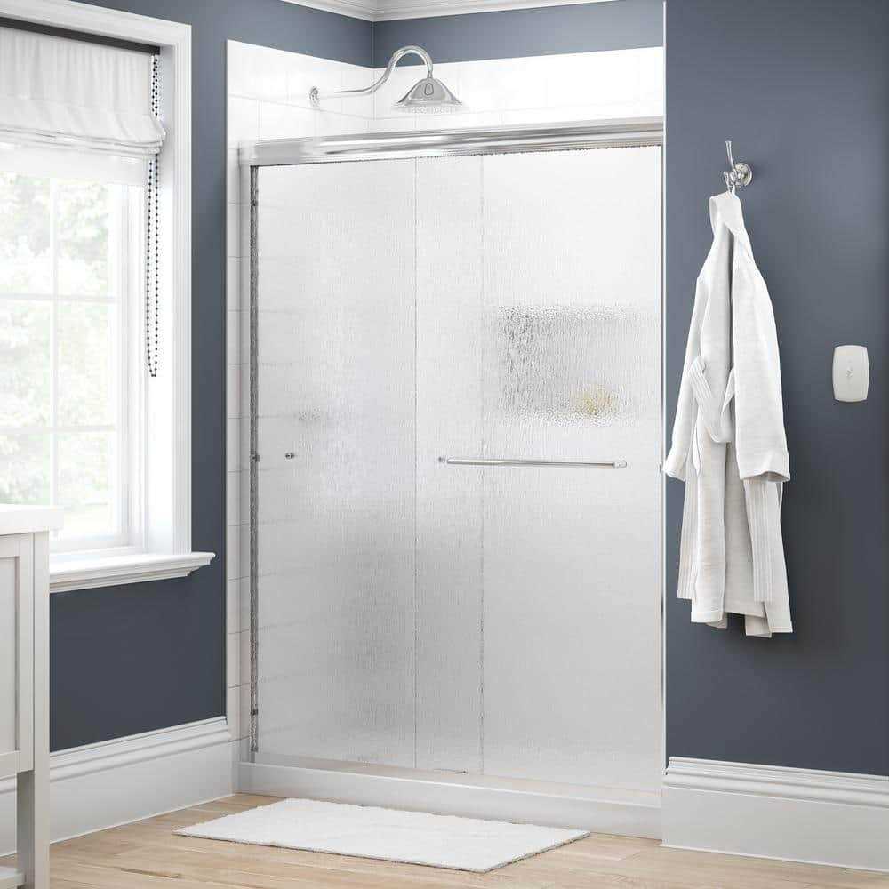 Delta Traditional 60 in. x 70 in. Semi-Frameless Sliding Shower Door in Chrome with 1/4 in. Tempered Rain Glass - Shop Hardware Tools Online Store